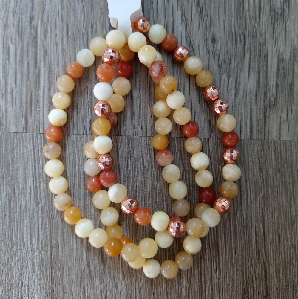 Yellow Jade & Golden Silk Jade Healing Stacked Bracelets